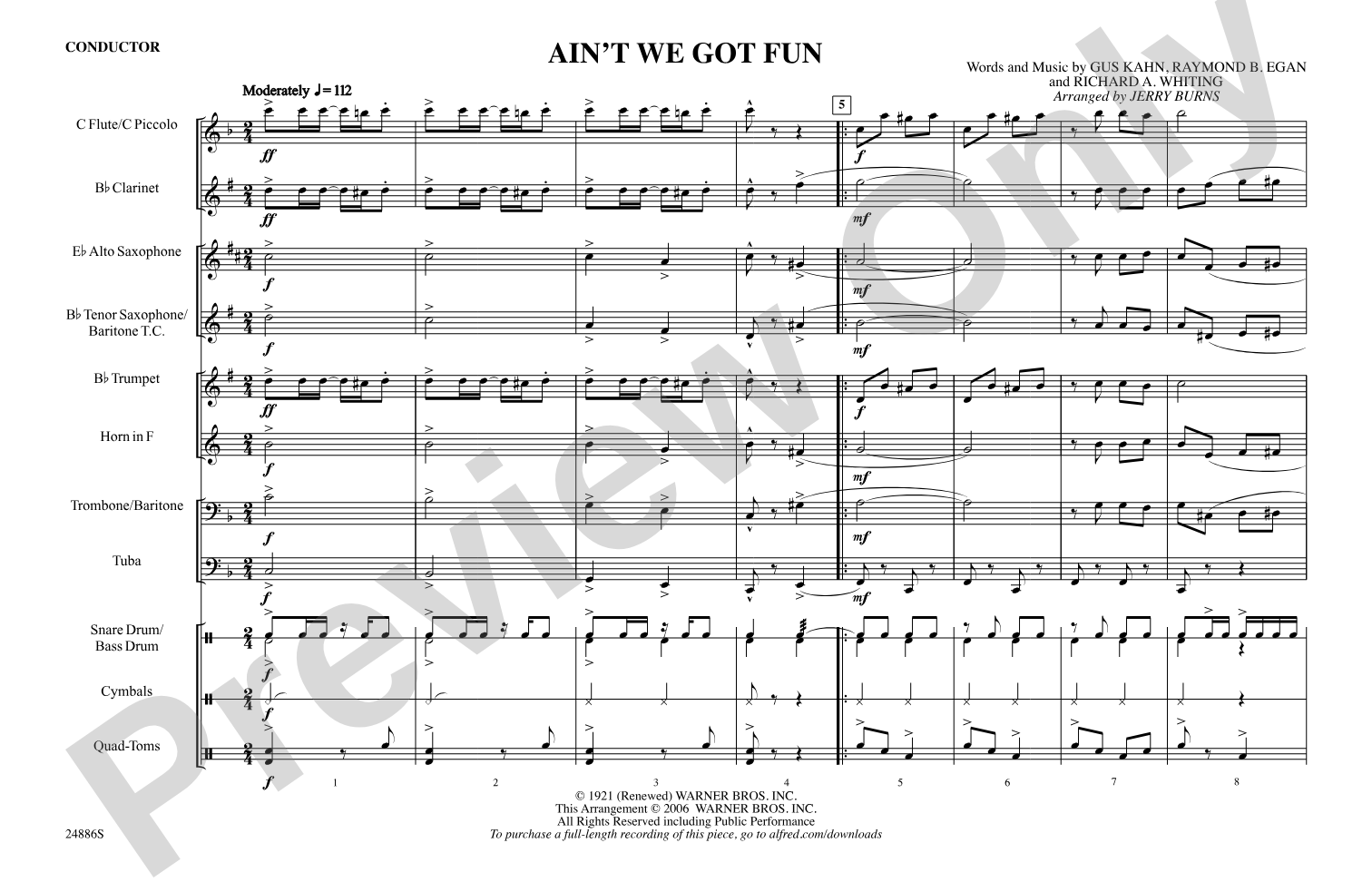 Ain't We Got Fun: Marching Band Conductor Score & Parts