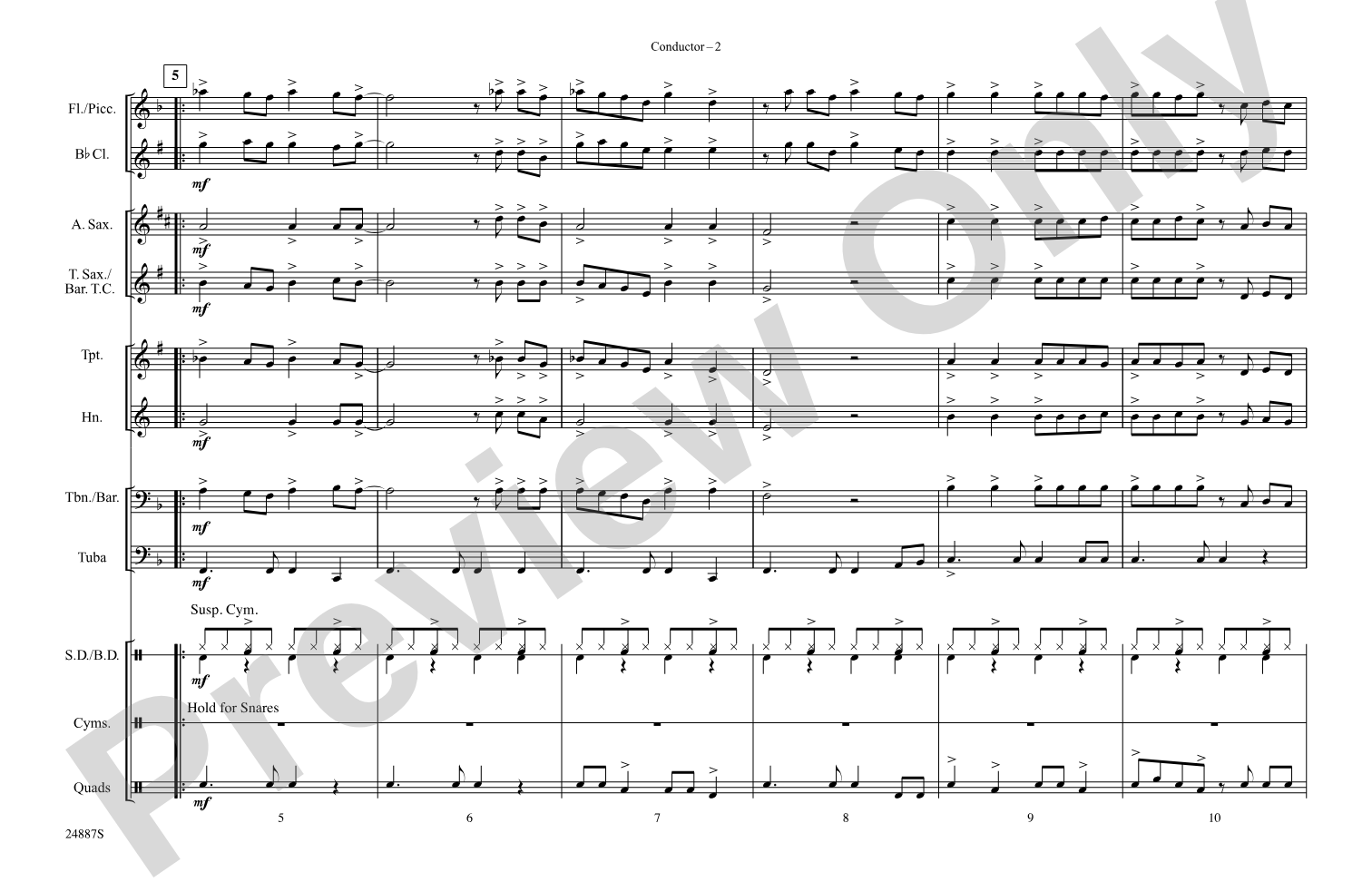 Rockin' Pneumonia and the Boogie Woogie Flu: Marching Band Conductor Score & Parts