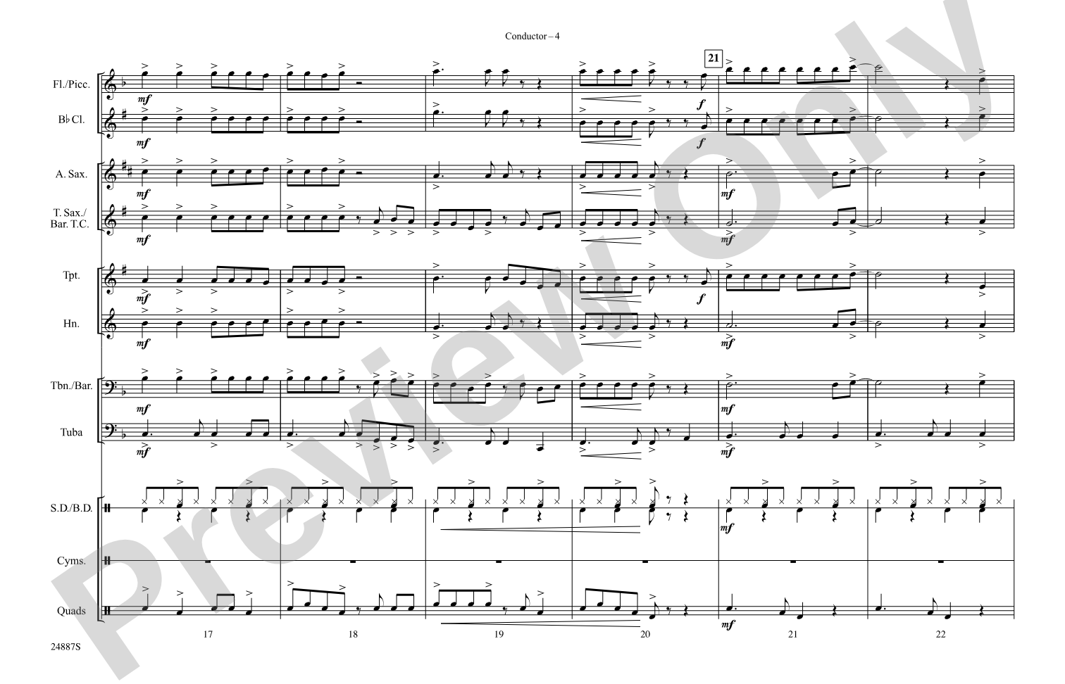 Rockin' Pneumonia and the Boogie Woogie Flu: Marching Band Conductor Score & Parts