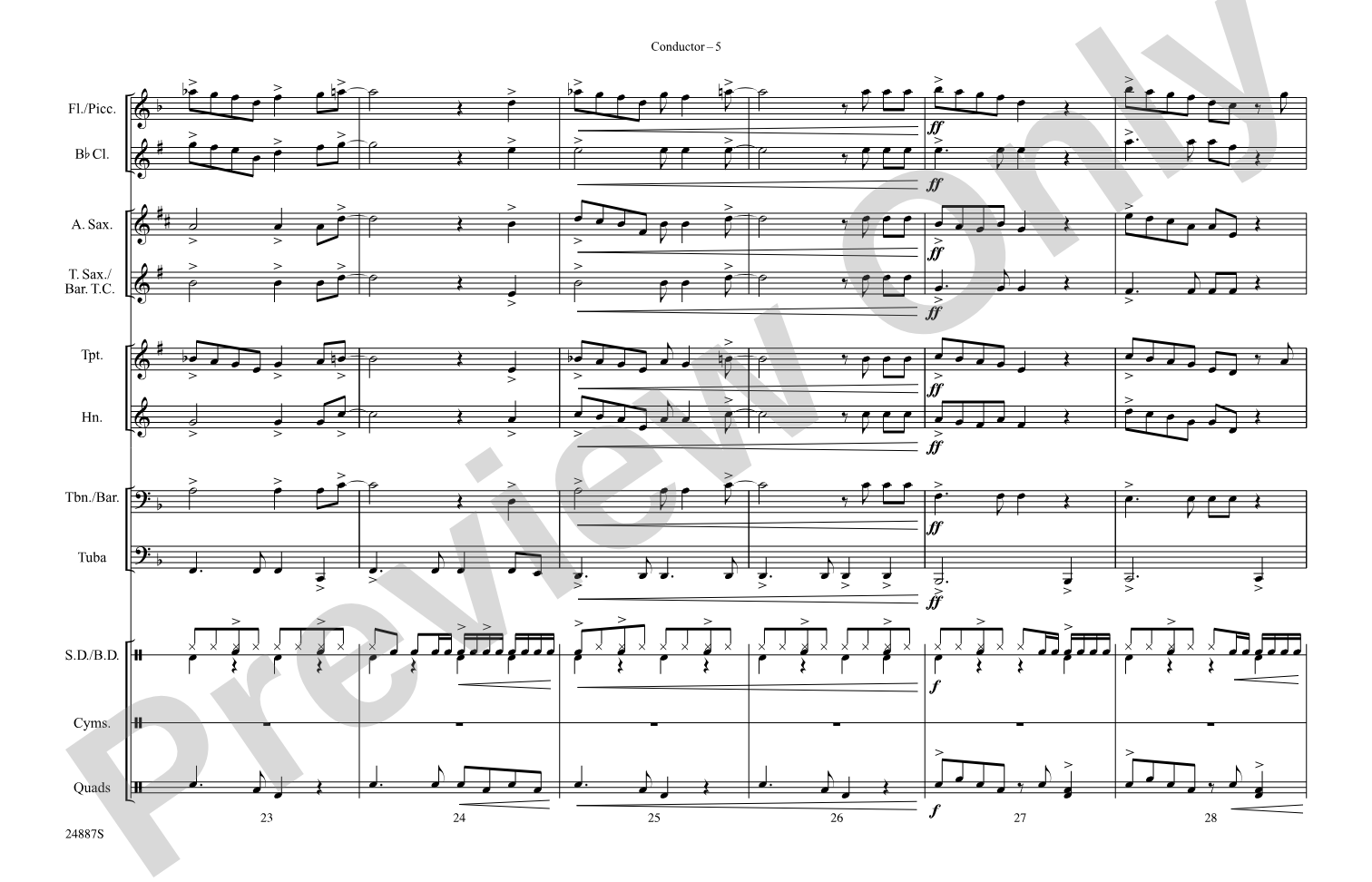Rockin' Pneumonia and the Boogie Woogie Flu: Marching Band Conductor Score & Parts