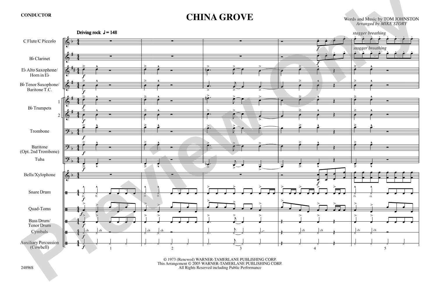 China Grove: Marching Band Conductor Score & Parts