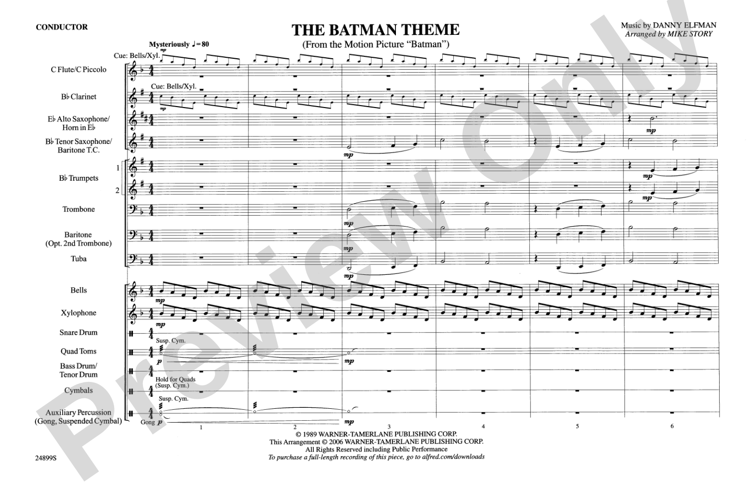 The Batman Theme (from Batman): Marching Band Conductor Score & Parts