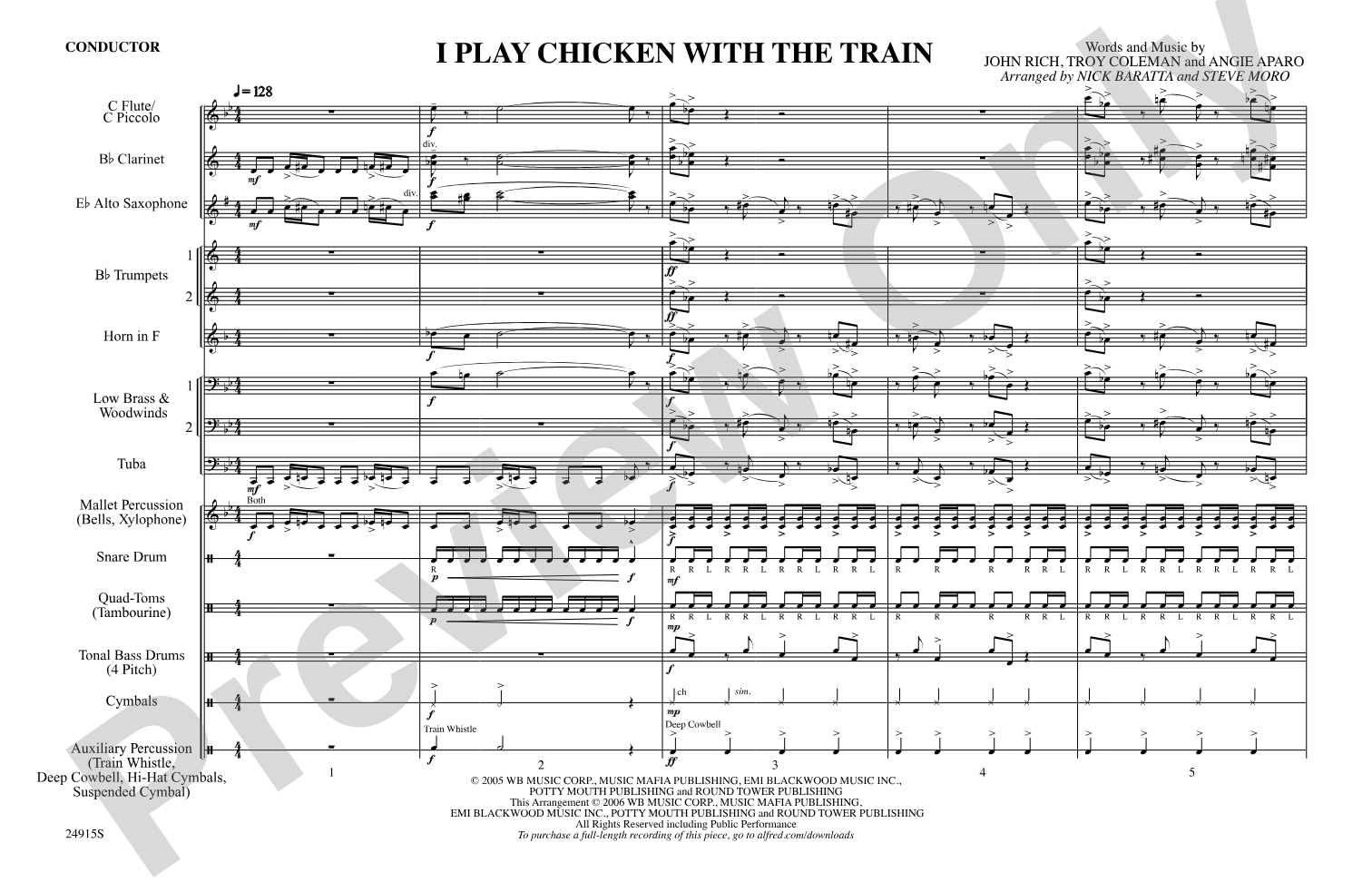 I Play Chicken with the Train: Marching Band Conductor Score & Parts