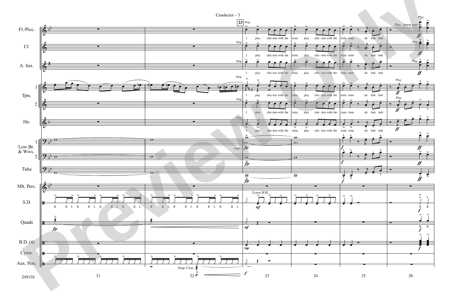 I Play Chicken with the Train: Marching Band Conductor Score & Parts