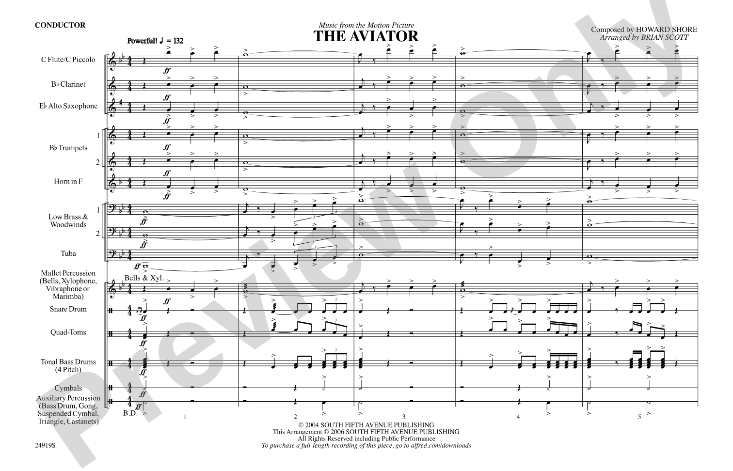 The Aviator: Marching Band Conductor Score & Parts