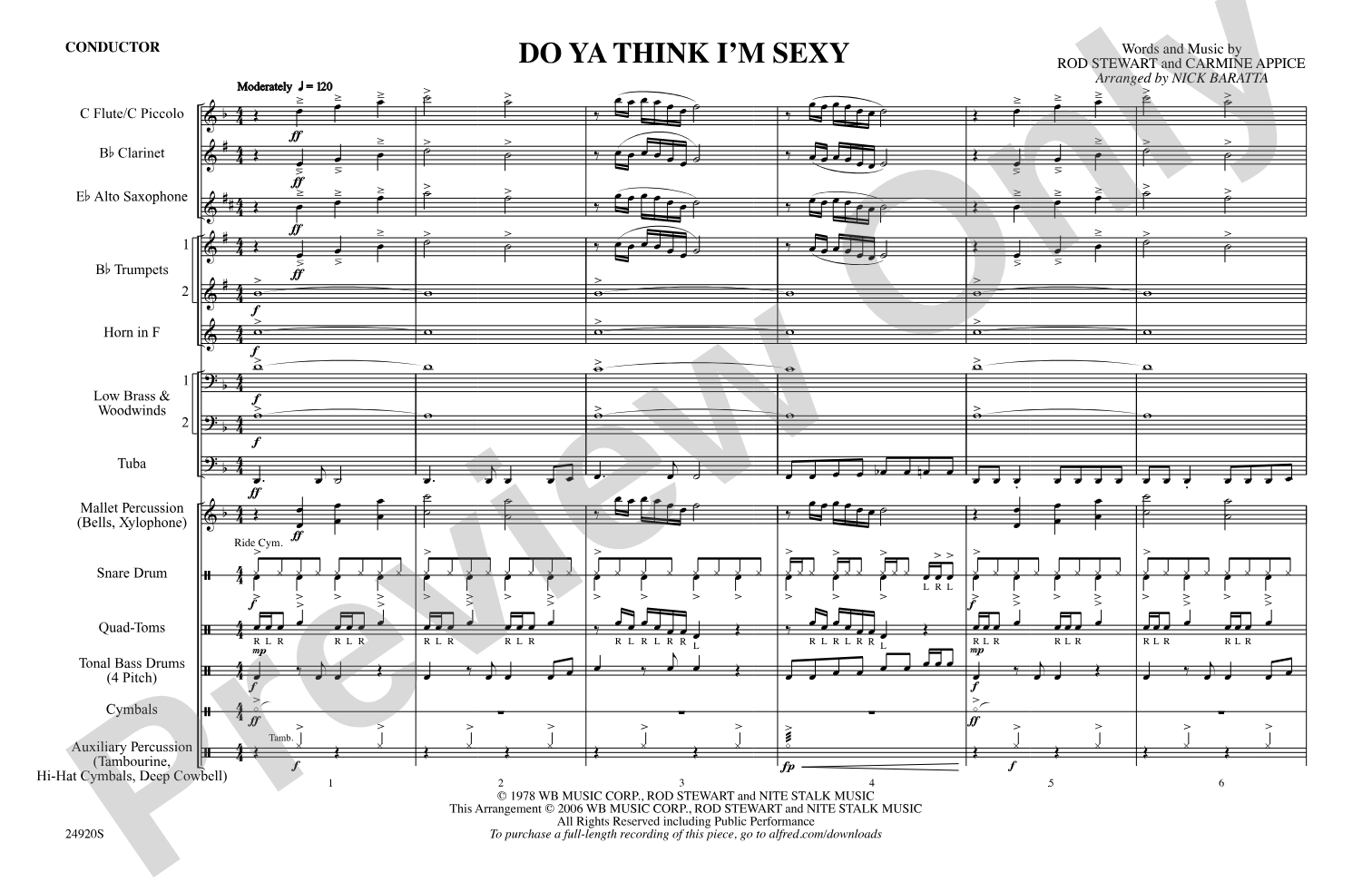 Do Ya Think I'm Sexy?: Marching Band Conductor Score & Parts