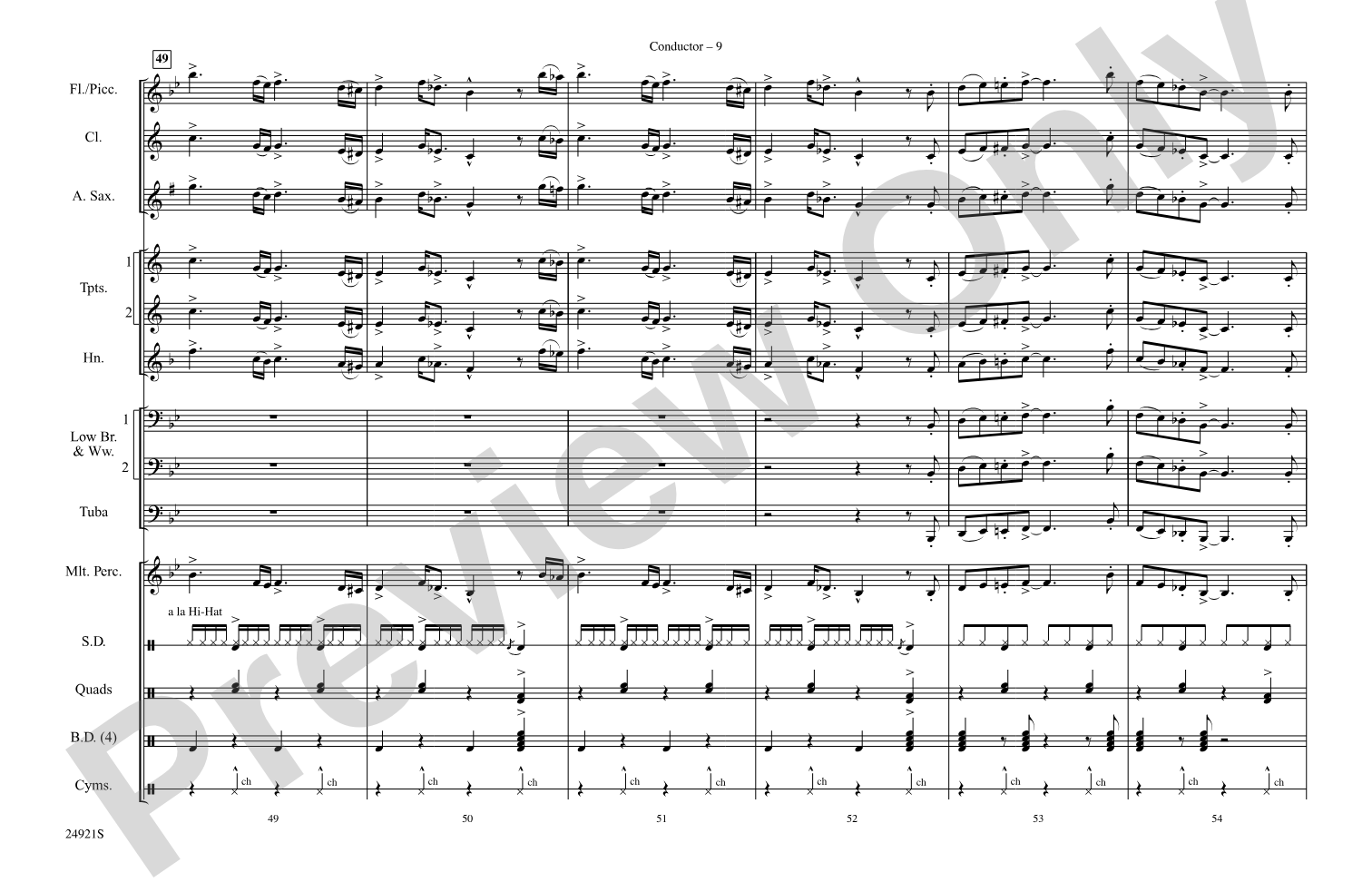 Slow Ride: Marching Band Conductor Score & Parts