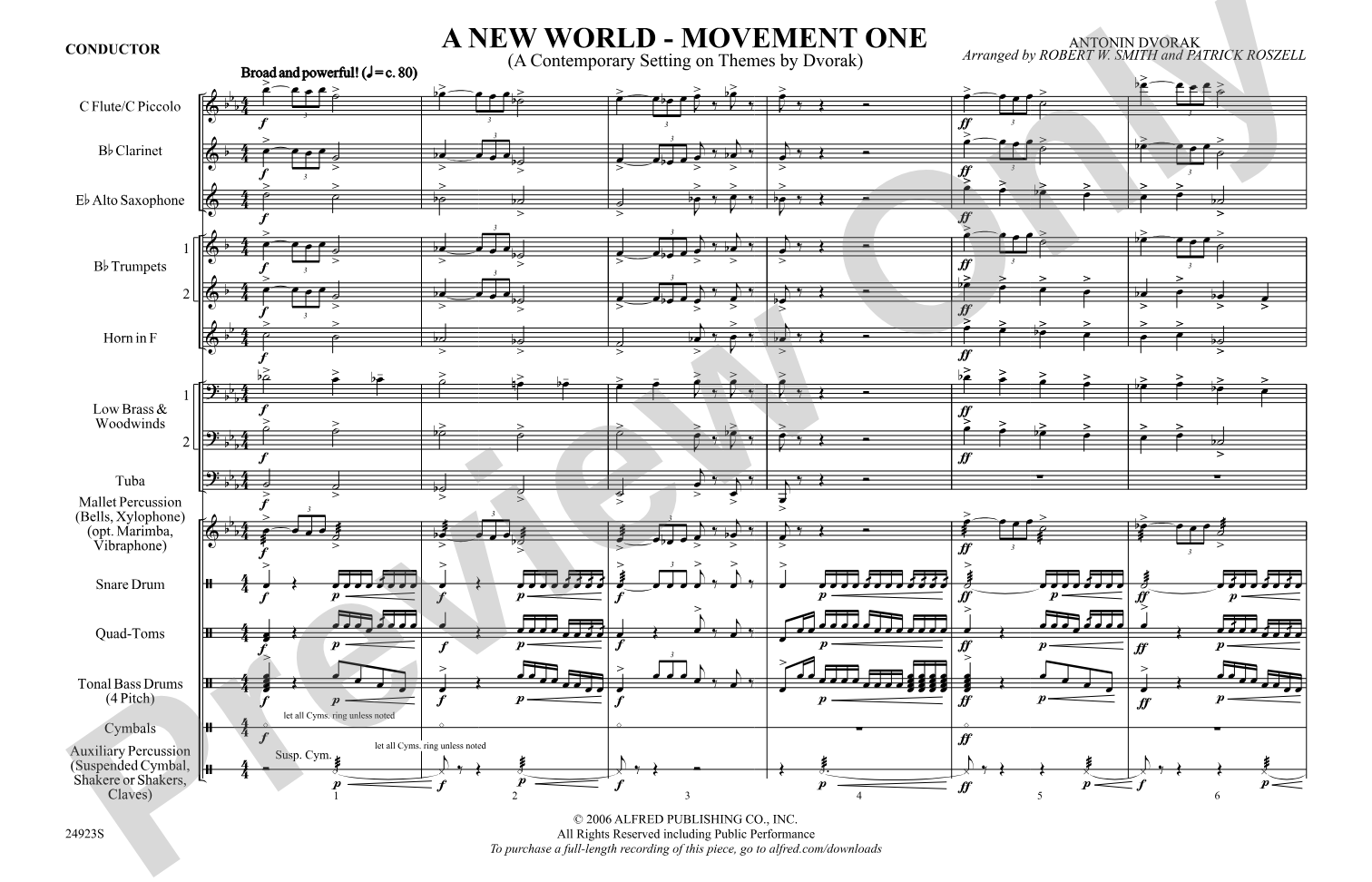A New World---Movement One: Marching Band Conductor Score & Parts
