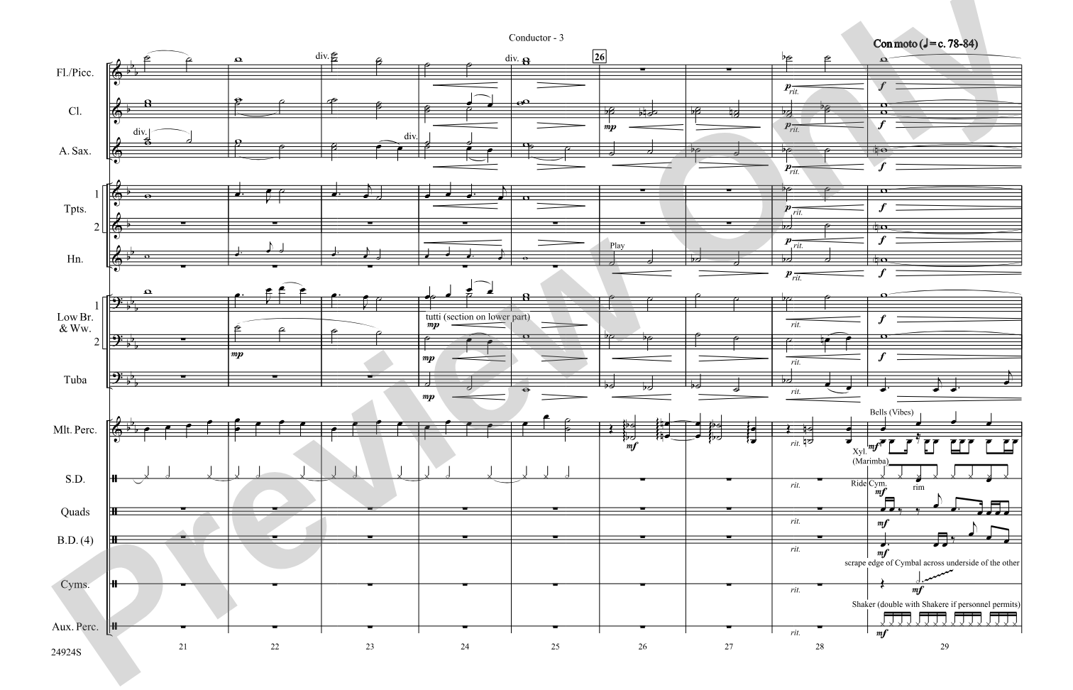 A New World---Movement Two: Marching Band Conductor Score & Parts