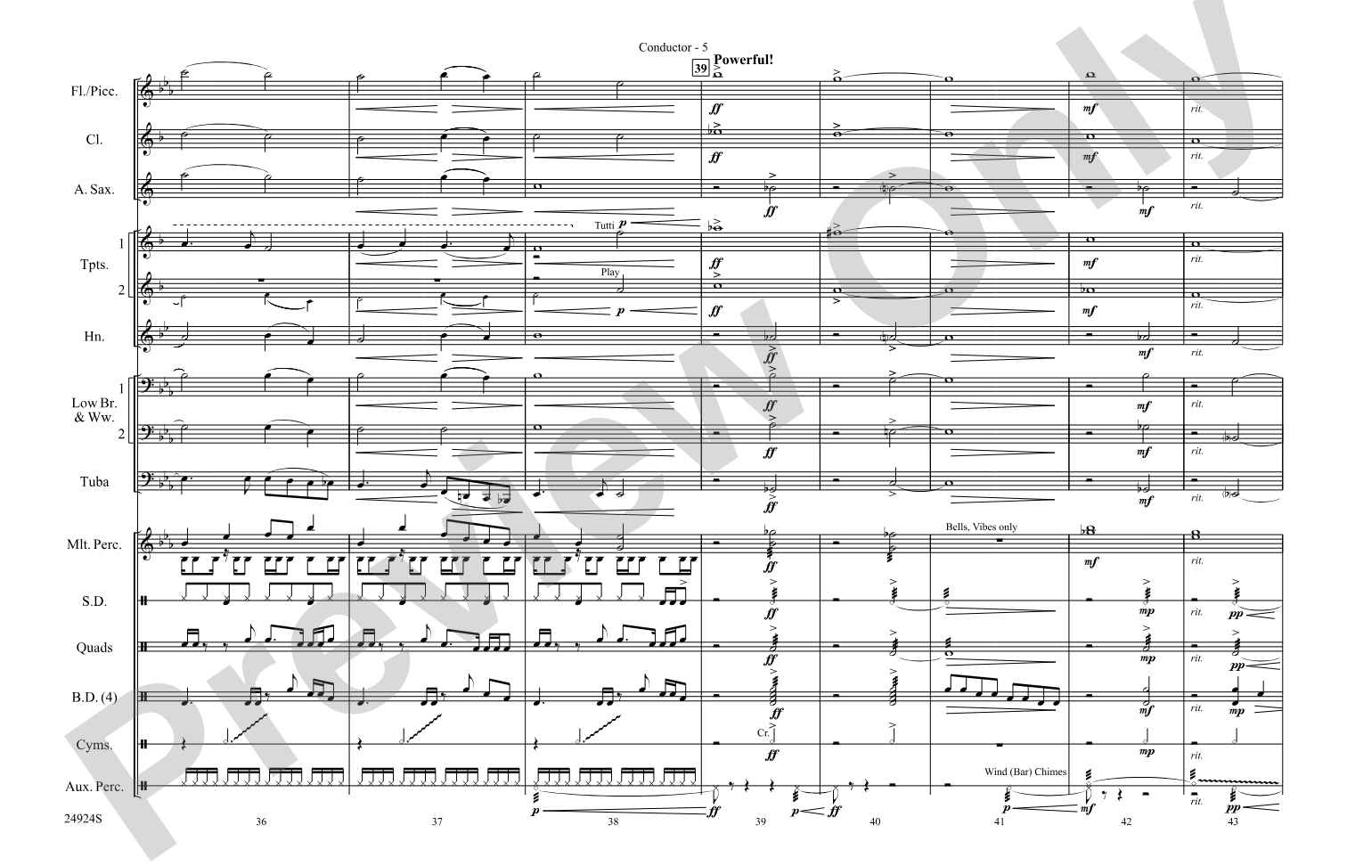 A New World---Movement Two: Marching Band Conductor Score & Parts