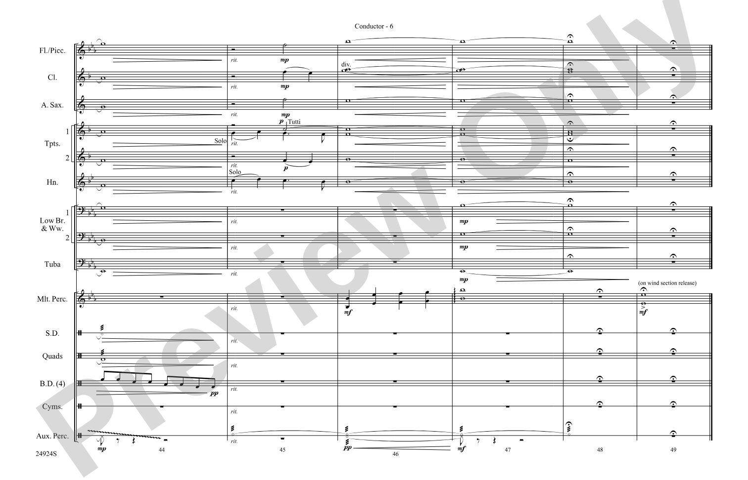 A New World---Movement Two: Marching Band Conductor Score & Parts