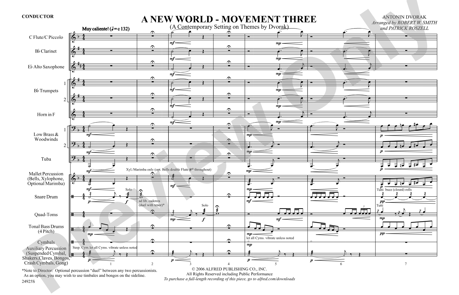 A New World---Movement Three: Marching Band Conductor Score & Parts