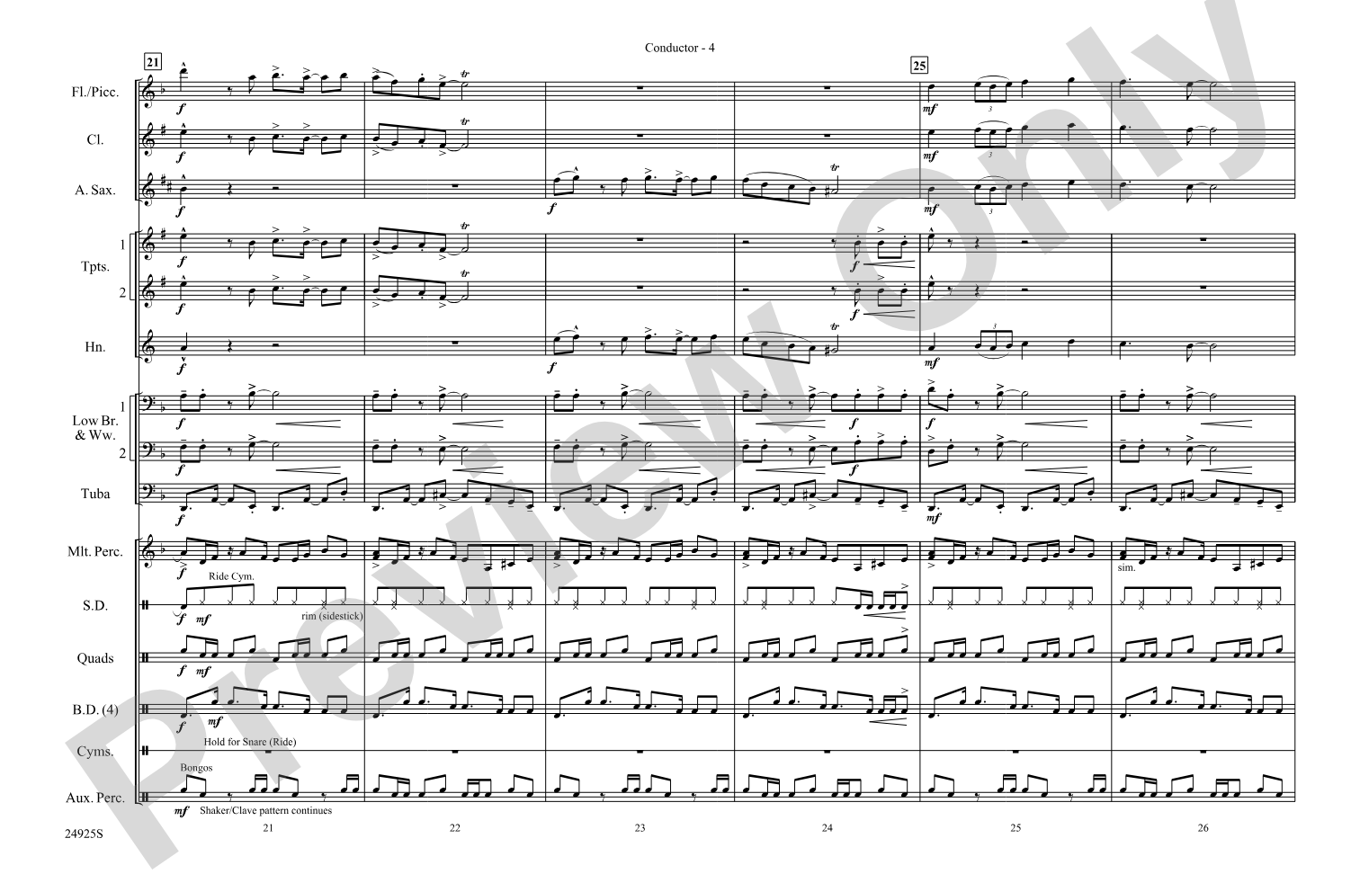 A New World---Movement Three: Marching Band Conductor Score & Parts