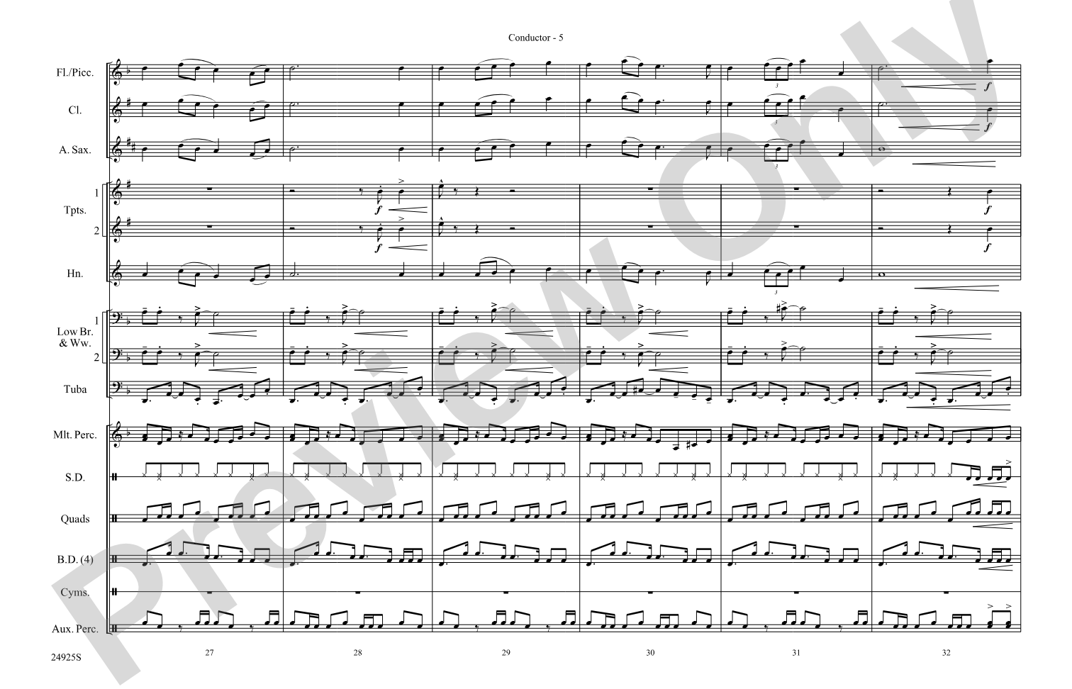 A New World---Movement Three: Marching Band Conductor Score & Parts