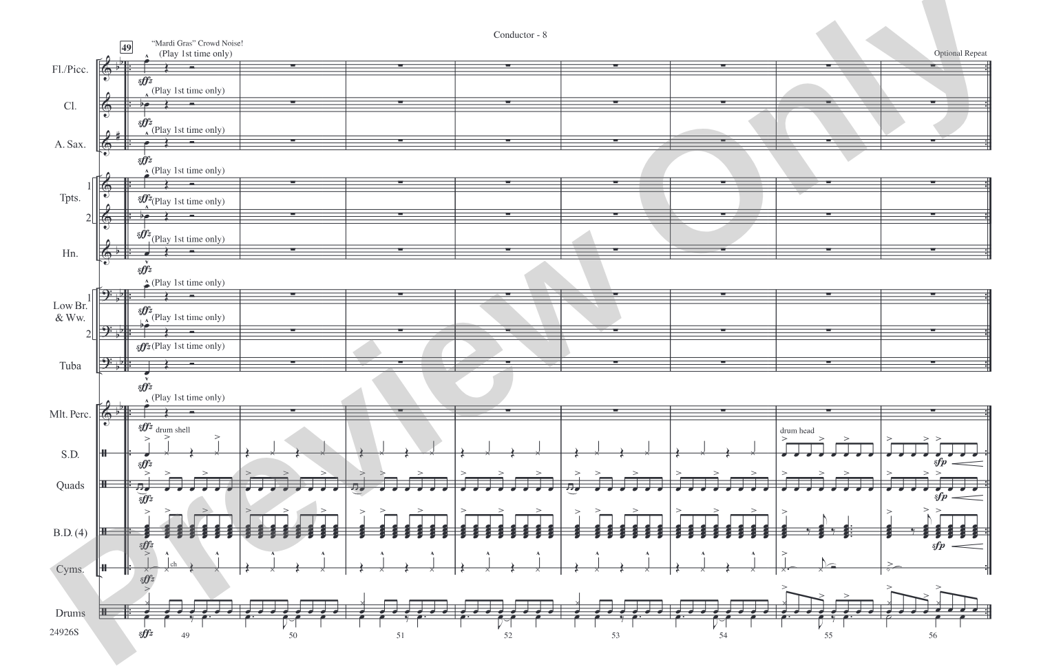 Sing, Sing, Sing: Marching Band Conductor Score & Parts