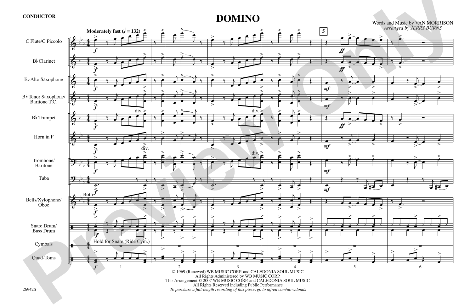 Domino: Marching Band Conductor Score & Parts
