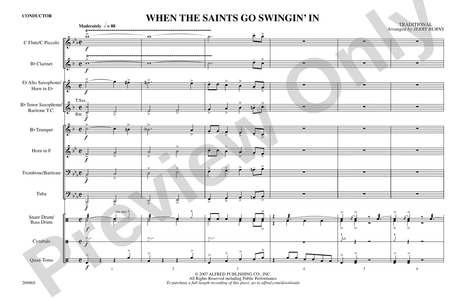 When the Saints Go Swingin' In: Marching Band Conductor Score & Parts