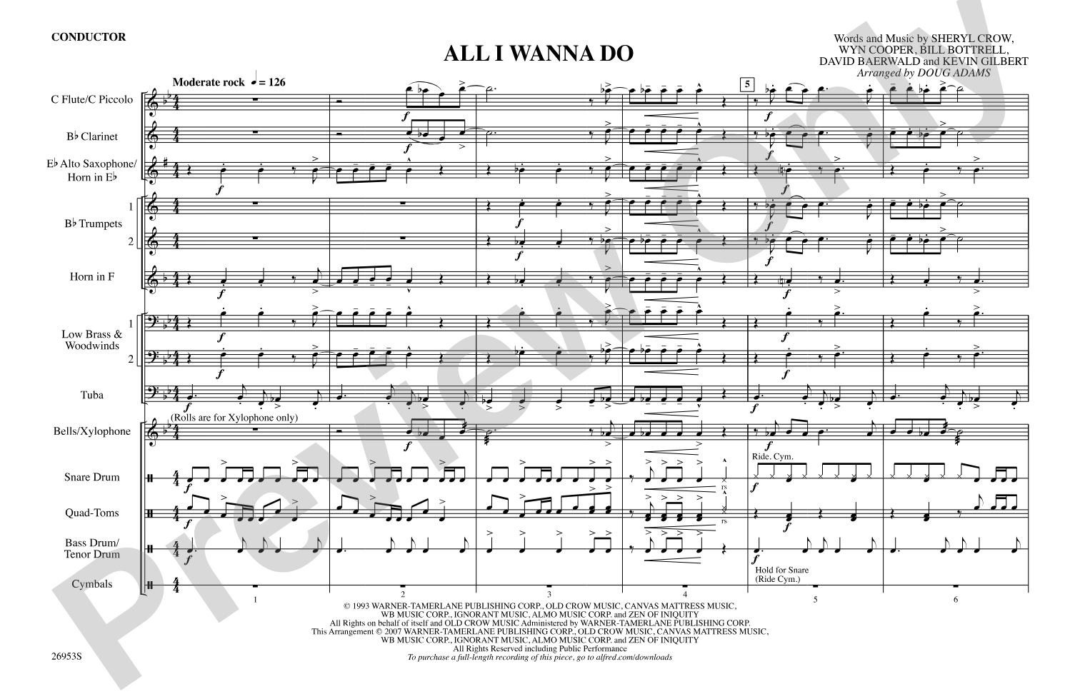All I Wanna Do: Marching Band Conductor Score & Parts