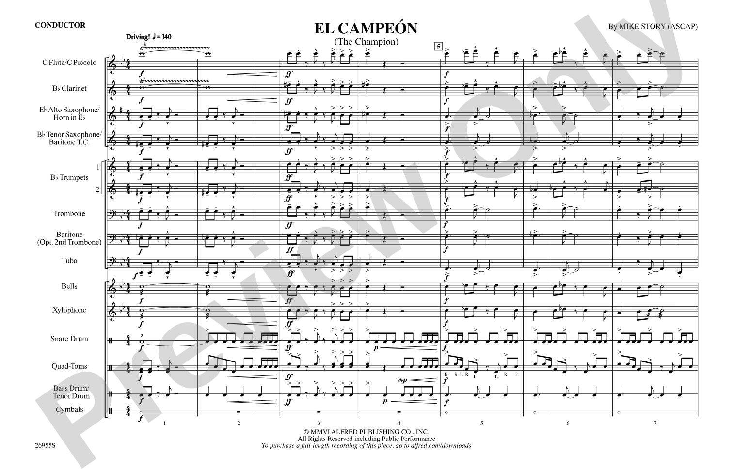 El Campeón: Marching Band Conductor Score & Parts