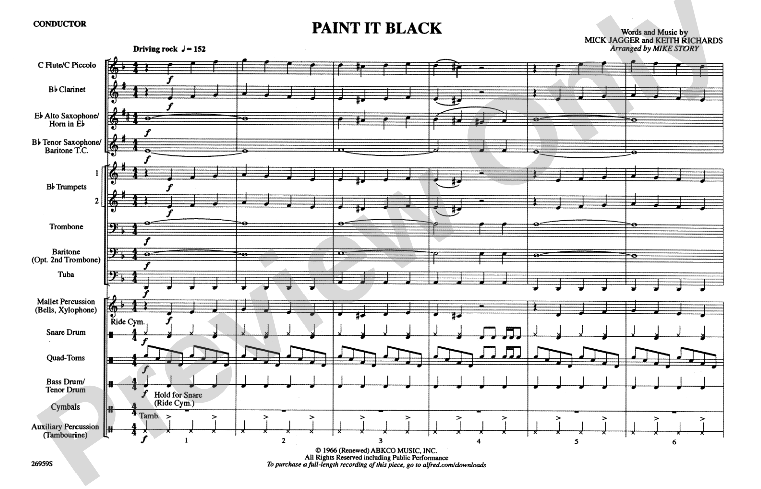 Paint It Black: Marching Band Conductor Score & Parts