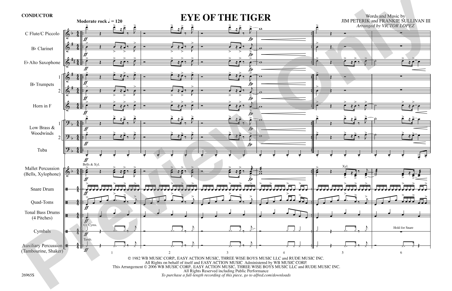 Eye of the Tiger: Marching Band Conductor Score & Parts
