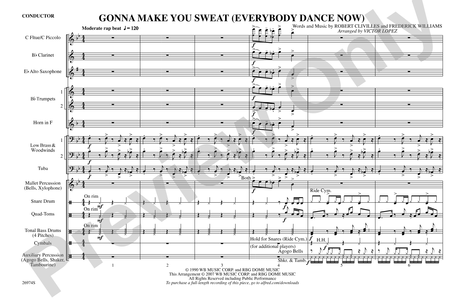Gonna Make You Sweat (Everybody Dance Now): Marching Band Conductor Score & Parts