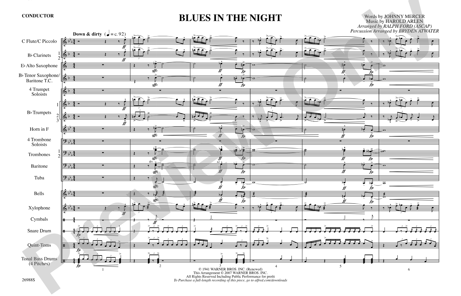Blues in the Night: Score