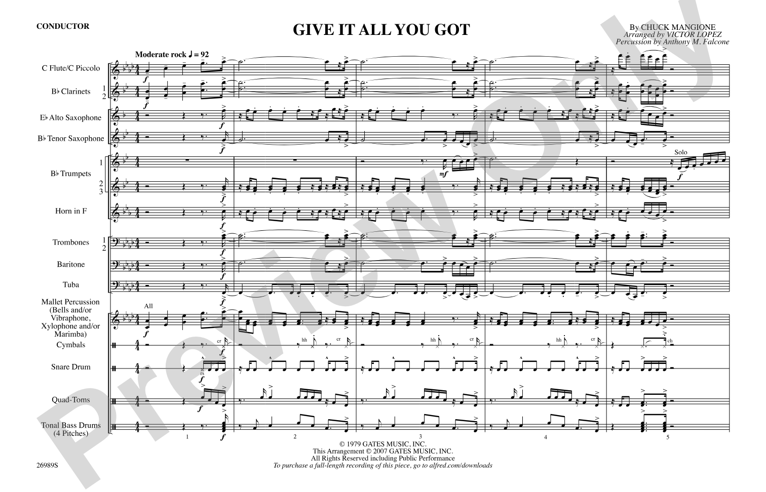 Give It All You Got: Marching Band Conductor Score & Parts
