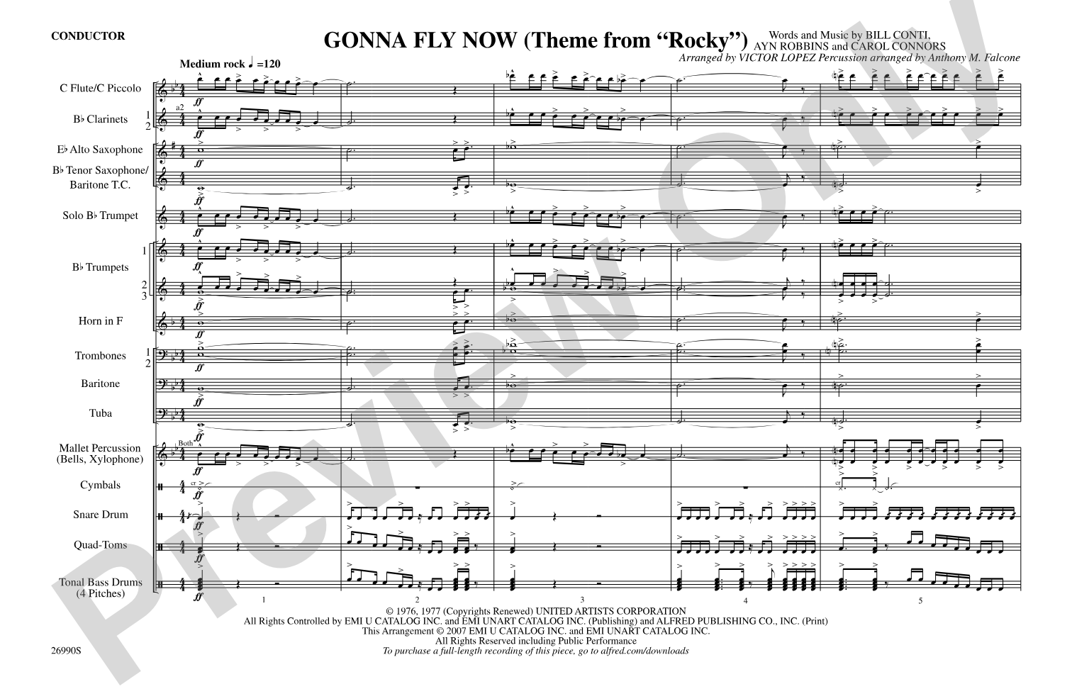 Gonna Fly Now (Theme from Rocky): Marching Band Conductor Score & Parts