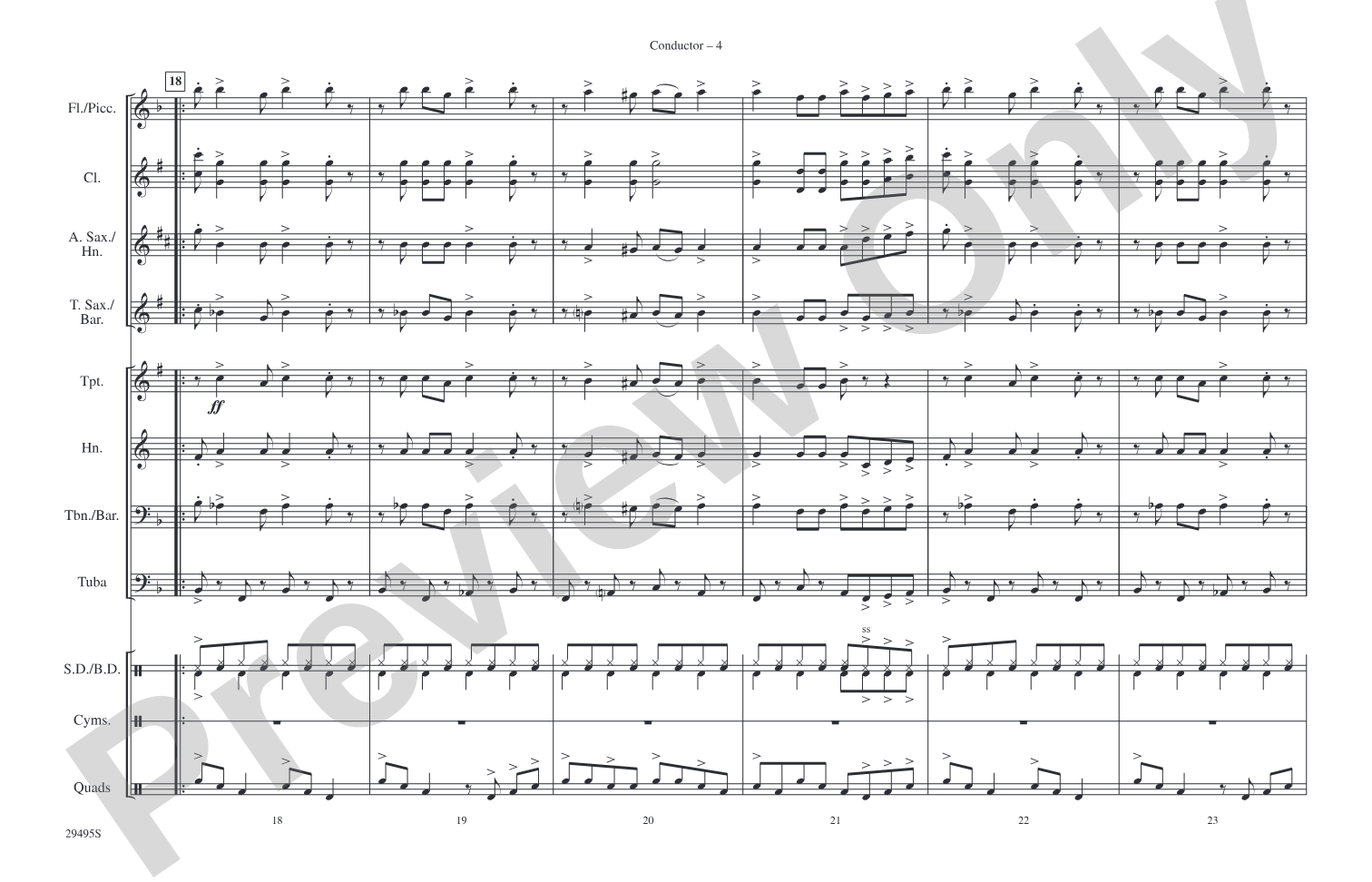 Great Balls of Fire: Marching Band Conductor Score & Parts