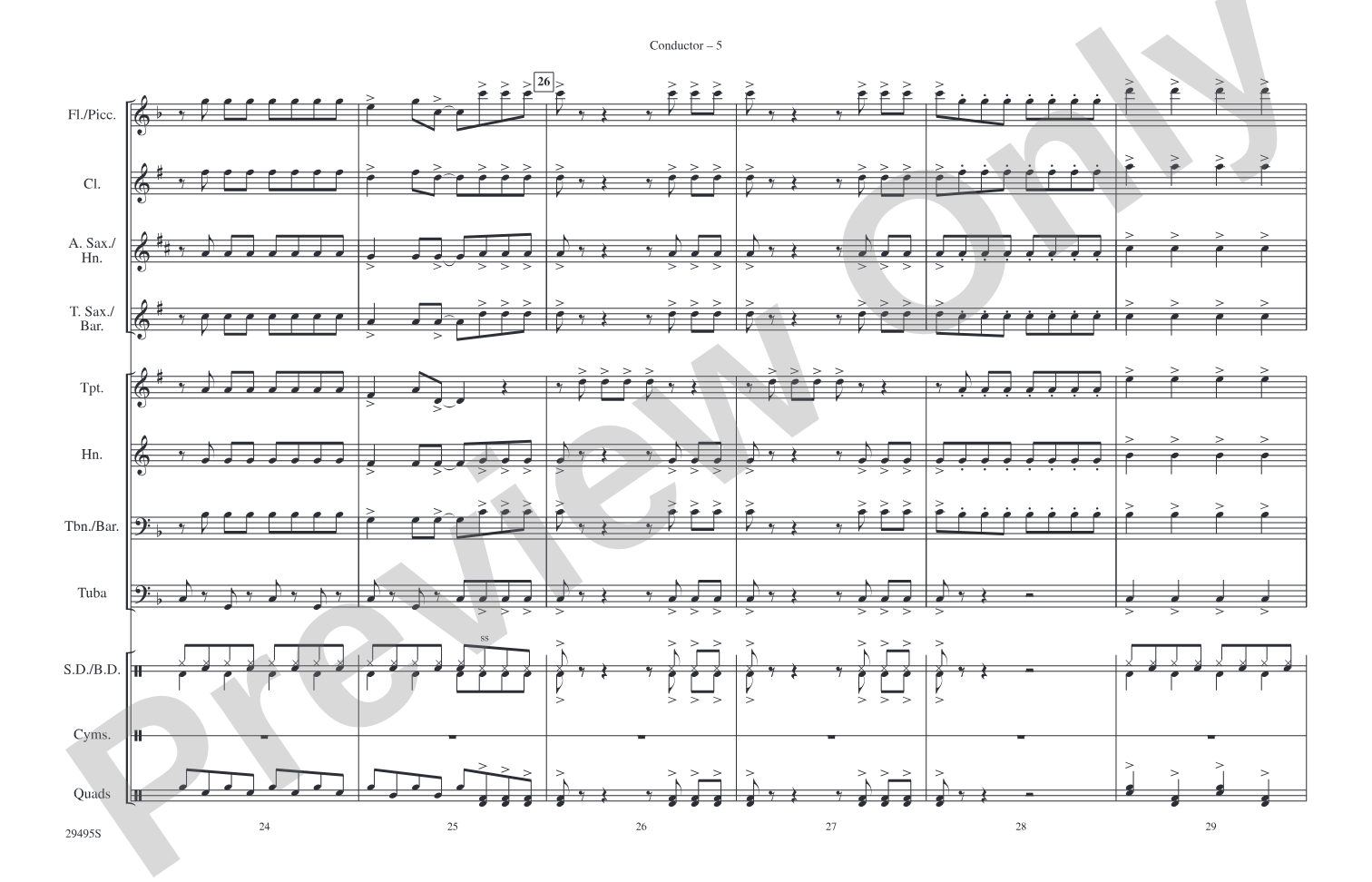 Great Balls of Fire: Marching Band Conductor Score & Parts