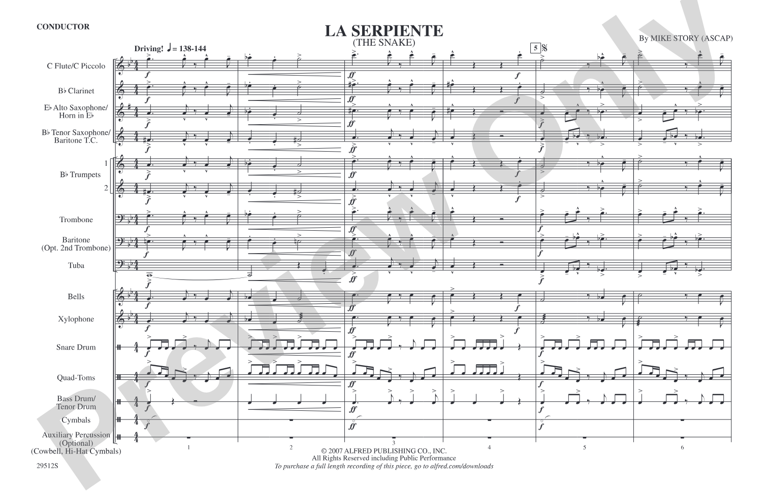 La Serpiente (The Snake): Marching Band Conductor Score & Parts