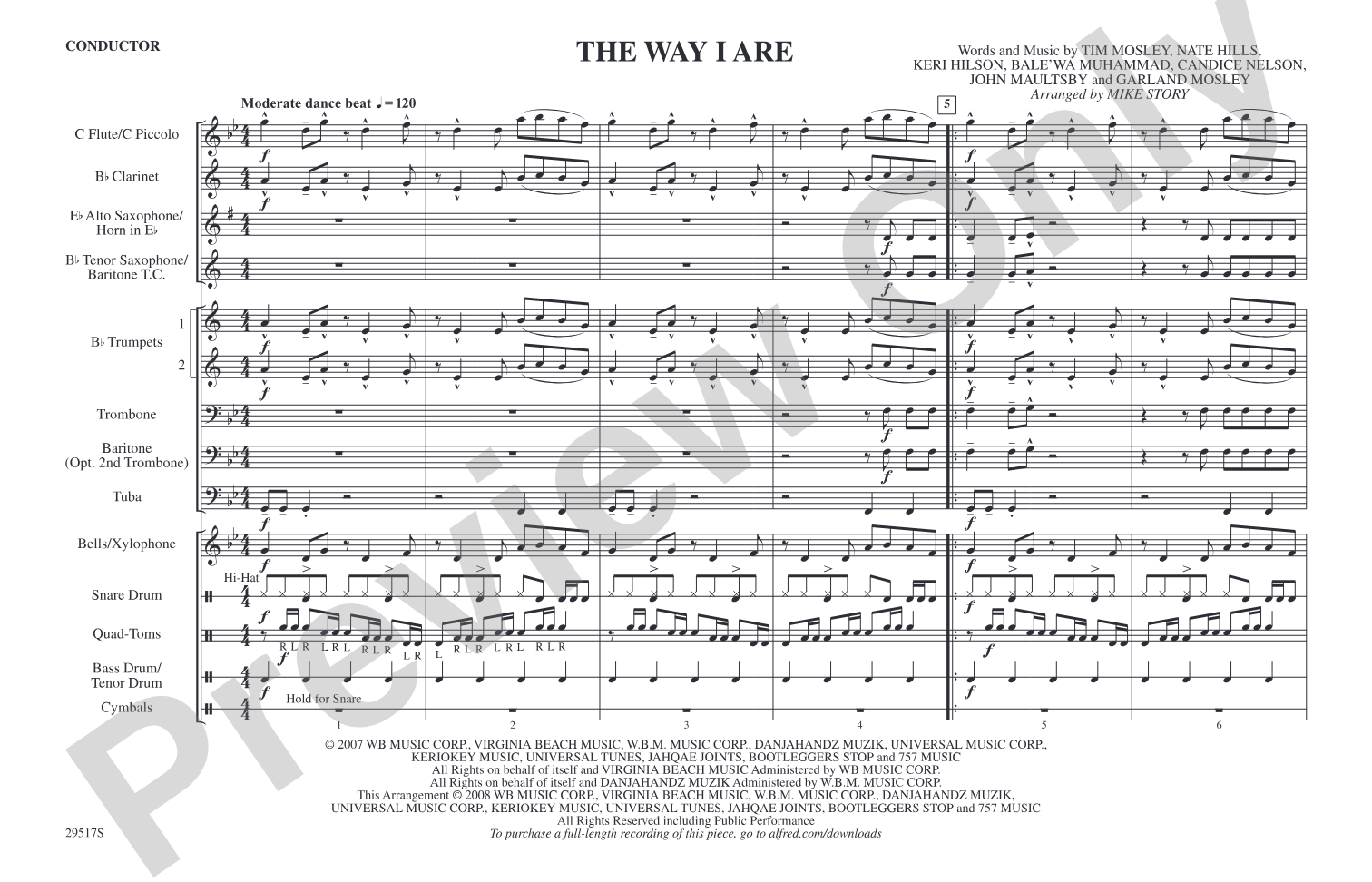 The Way I Are: Marching Band Conductor Score & Parts