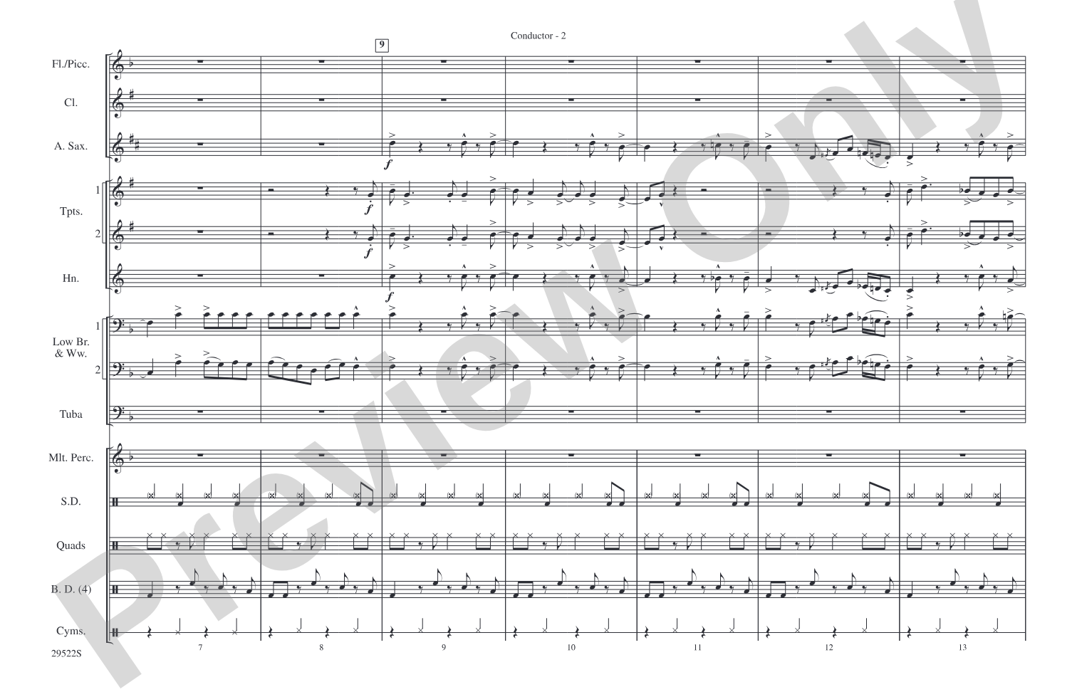 Honky Tonk Women: Marching Band Conductor Score & Parts