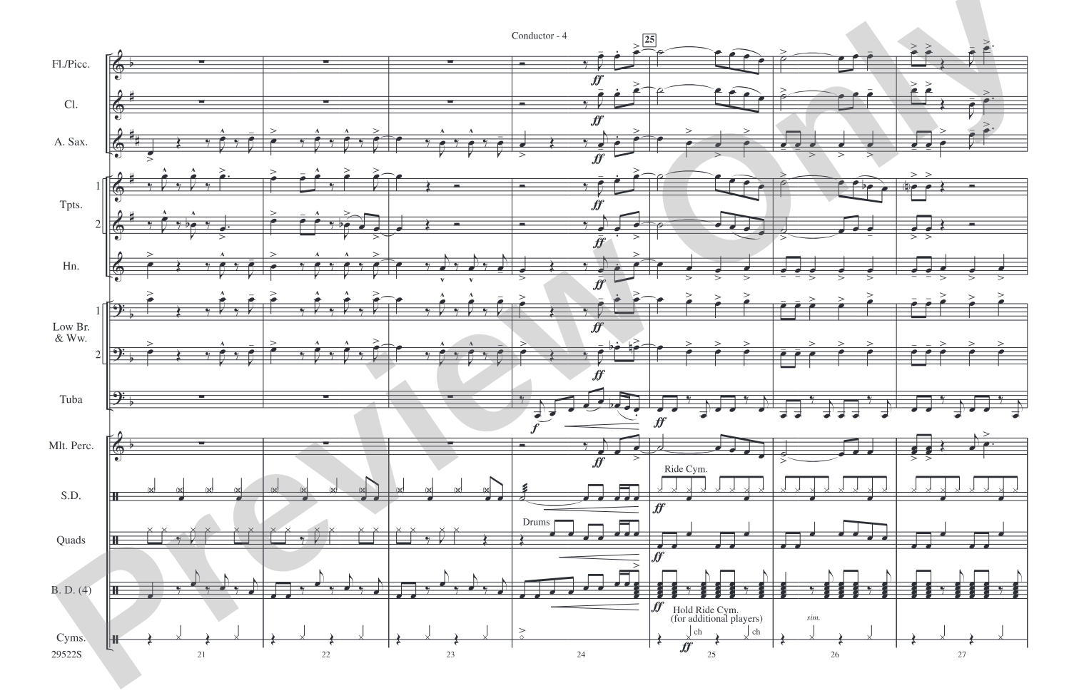 Honky Tonk Women: Marching Band Conductor Score & Parts