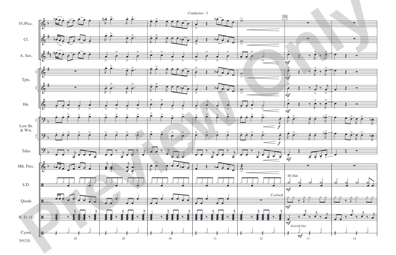 Honky Tonk Women: Marching Band Conductor Score & Parts