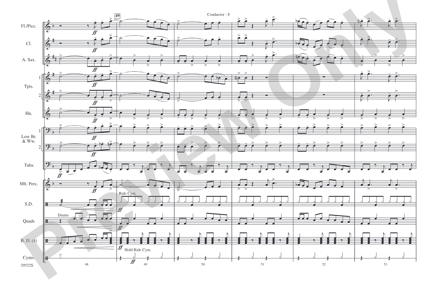 Honky Tonk Women: Marching Band Conductor Score & Parts