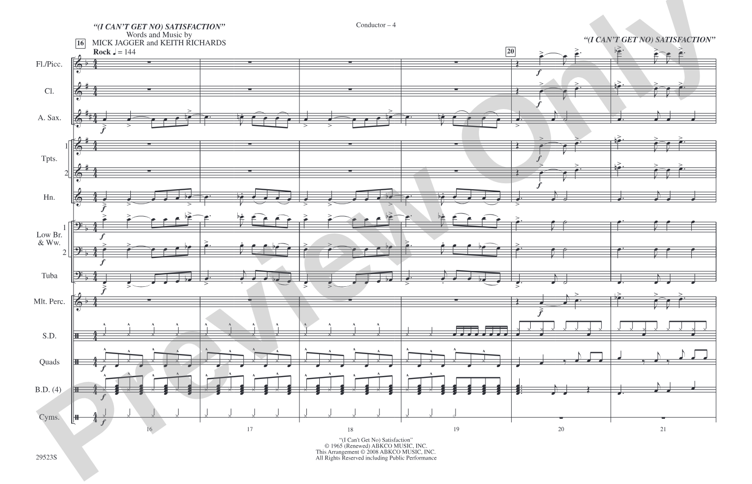 Time Is on My Side / Satisfaction: Marching Band Conductor Score & Parts