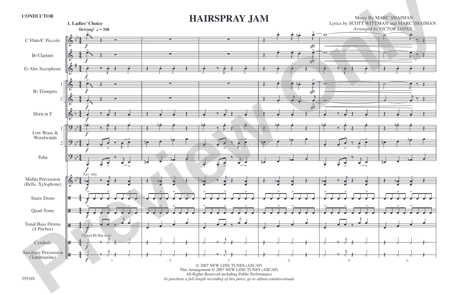 Hairspray Jam: Marching Band Conductor Score & Parts