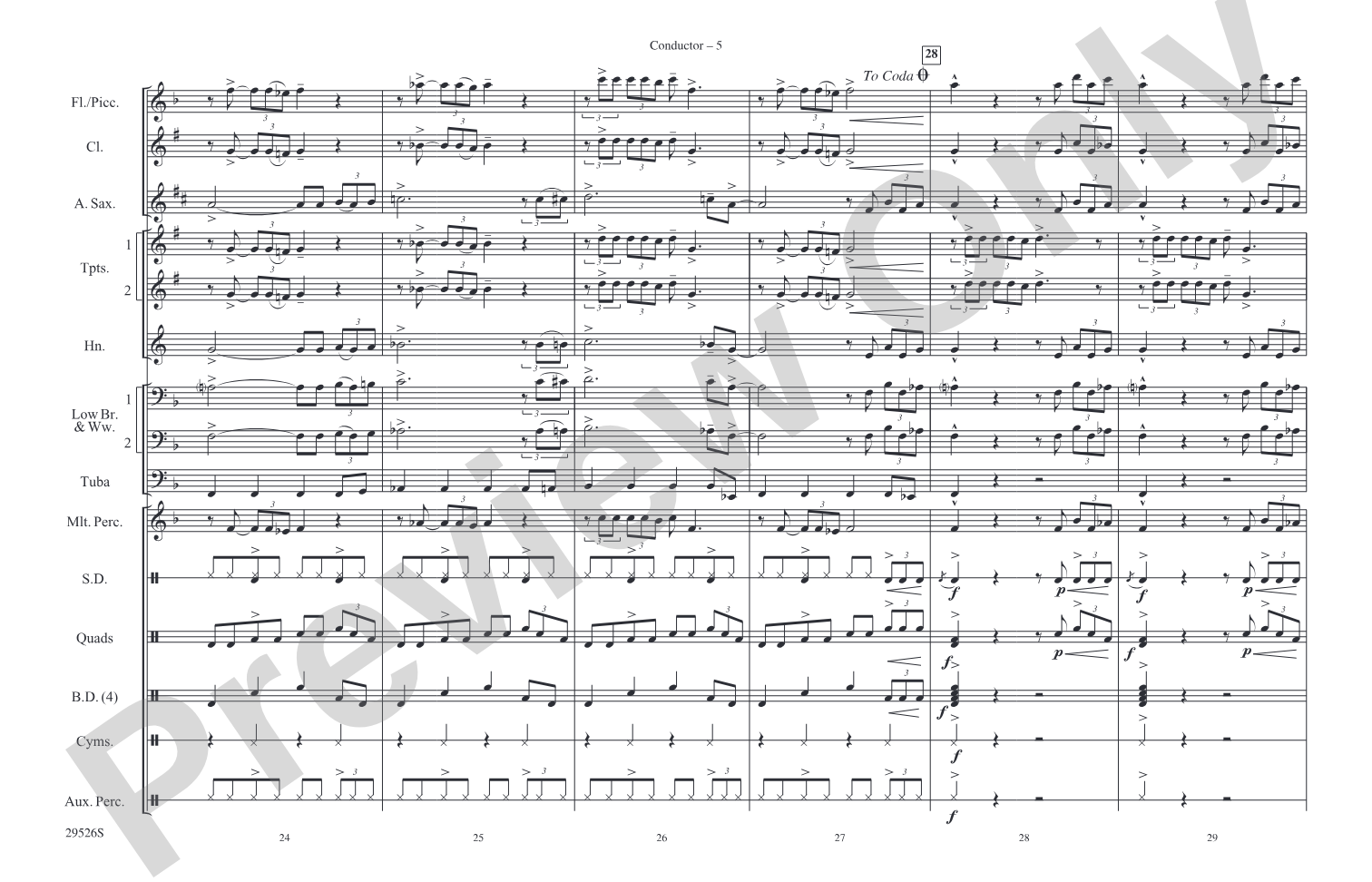 Bad to the Bone: Marching Band Conductor Score & Parts