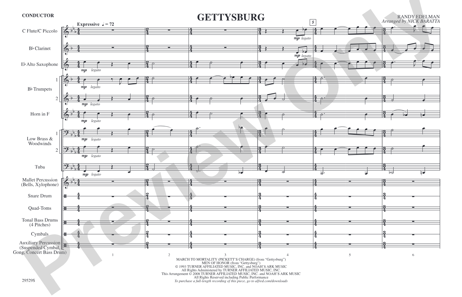 Gettysburg: Marching Band Conductor Score & Parts