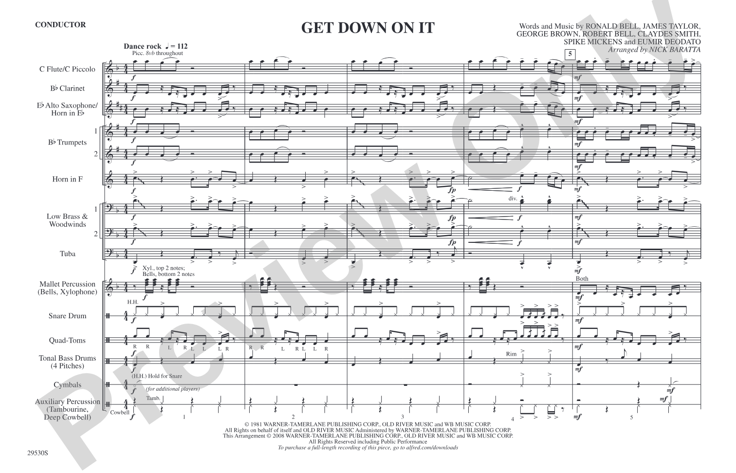 Get Down on It: Marching Band Conductor Score & Parts