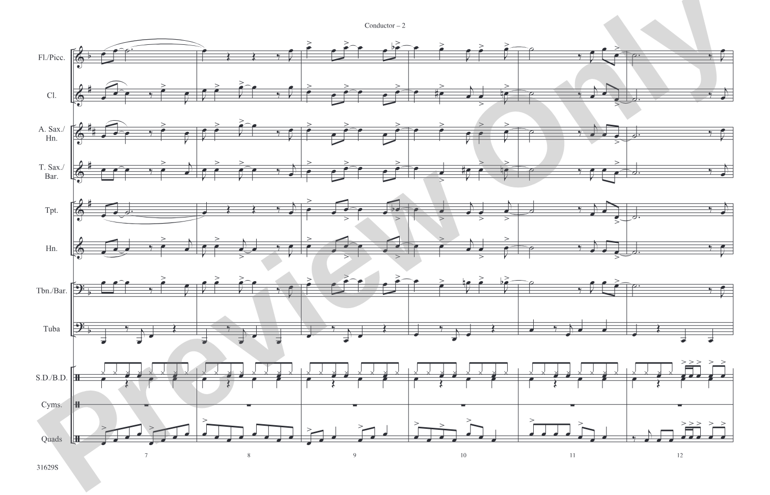 Honky Tonk Women: Marching Band Conductor Score & Parts