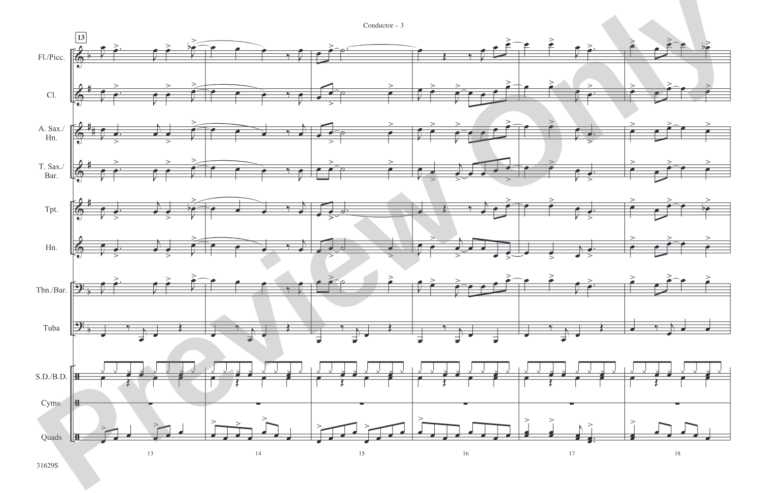 Honky Tonk Women: Marching Band Conductor Score & Parts