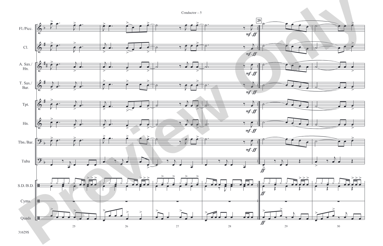 Honky Tonk Women: Marching Band Conductor Score & Parts