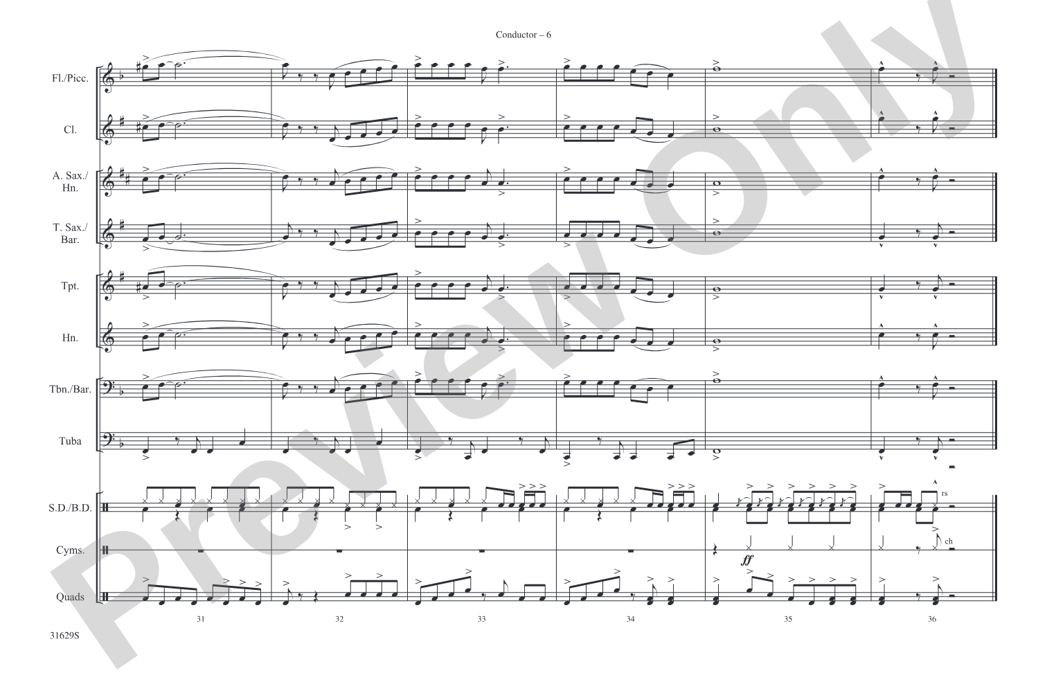 Honky Tonk Women: Marching Band Conductor Score & Parts