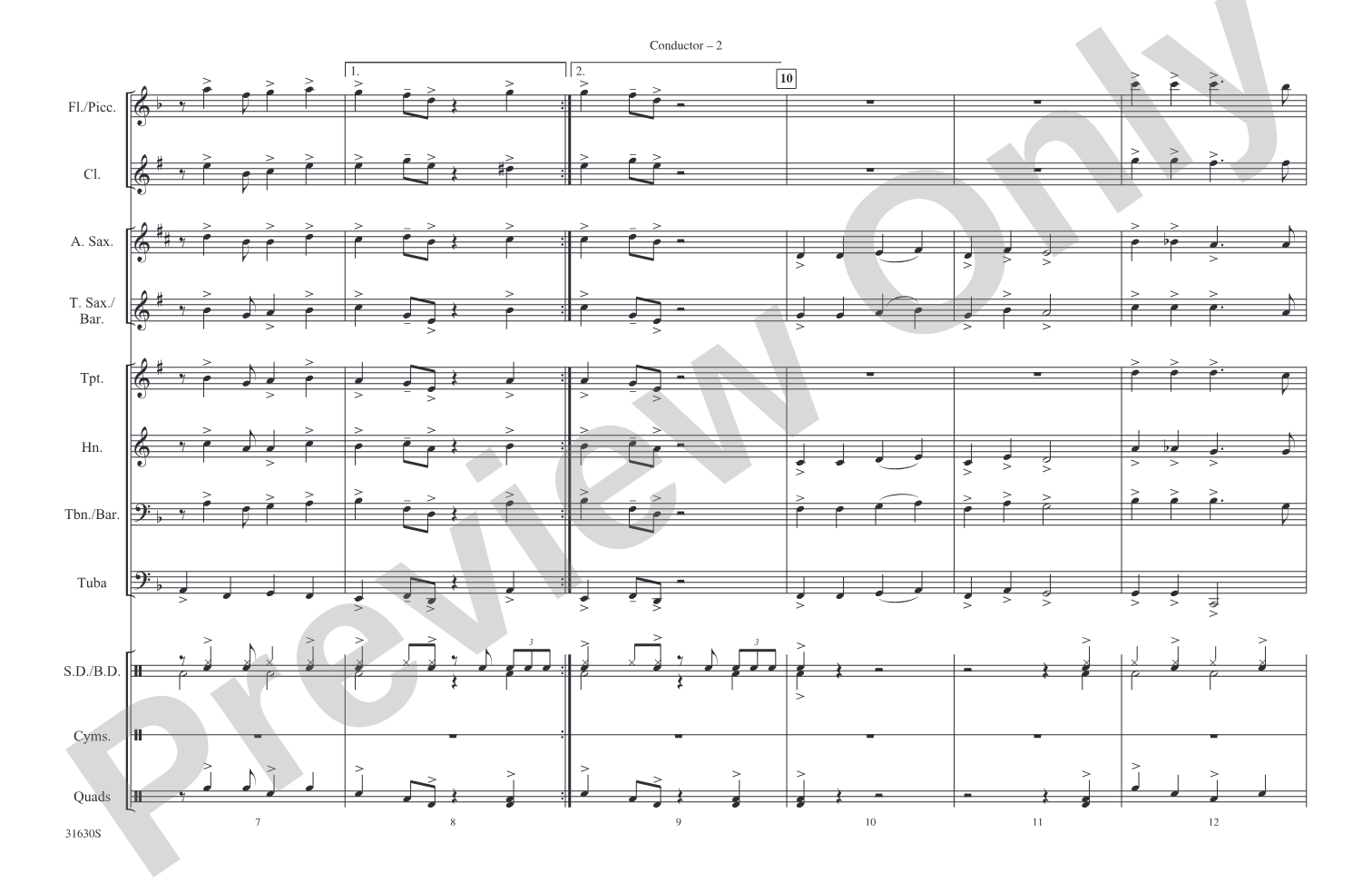 Sing, Sing, Sing: Marching Band Conductor Score & Parts