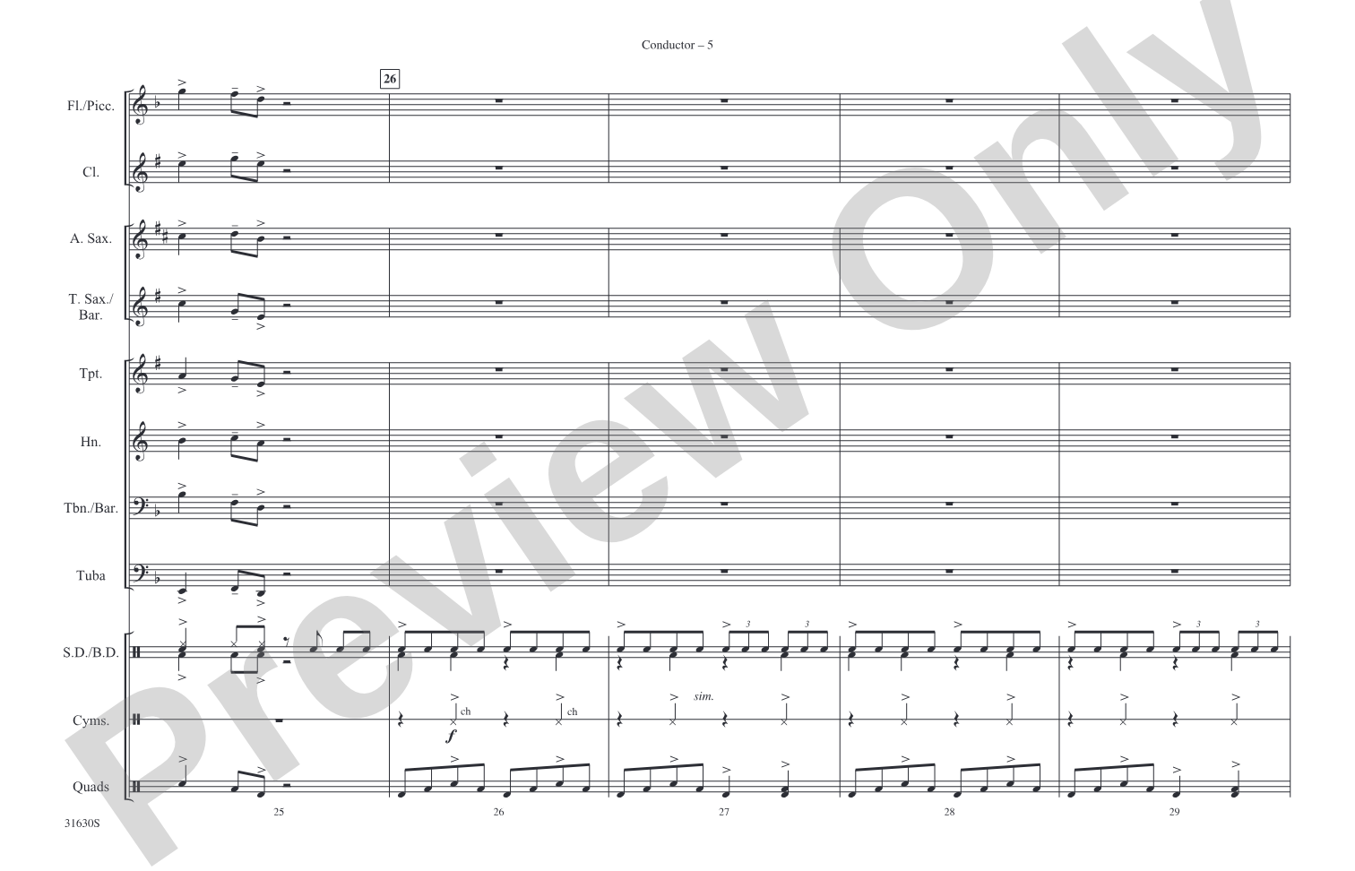 Sing, Sing, Sing: Marching Band Conductor Score & Parts