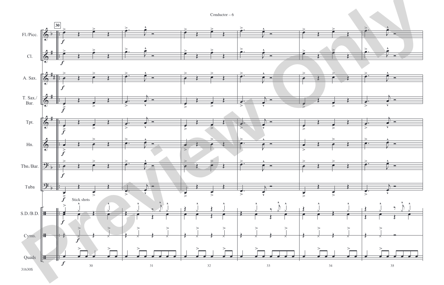 Sing, Sing, Sing: Marching Band Conductor Score & Parts