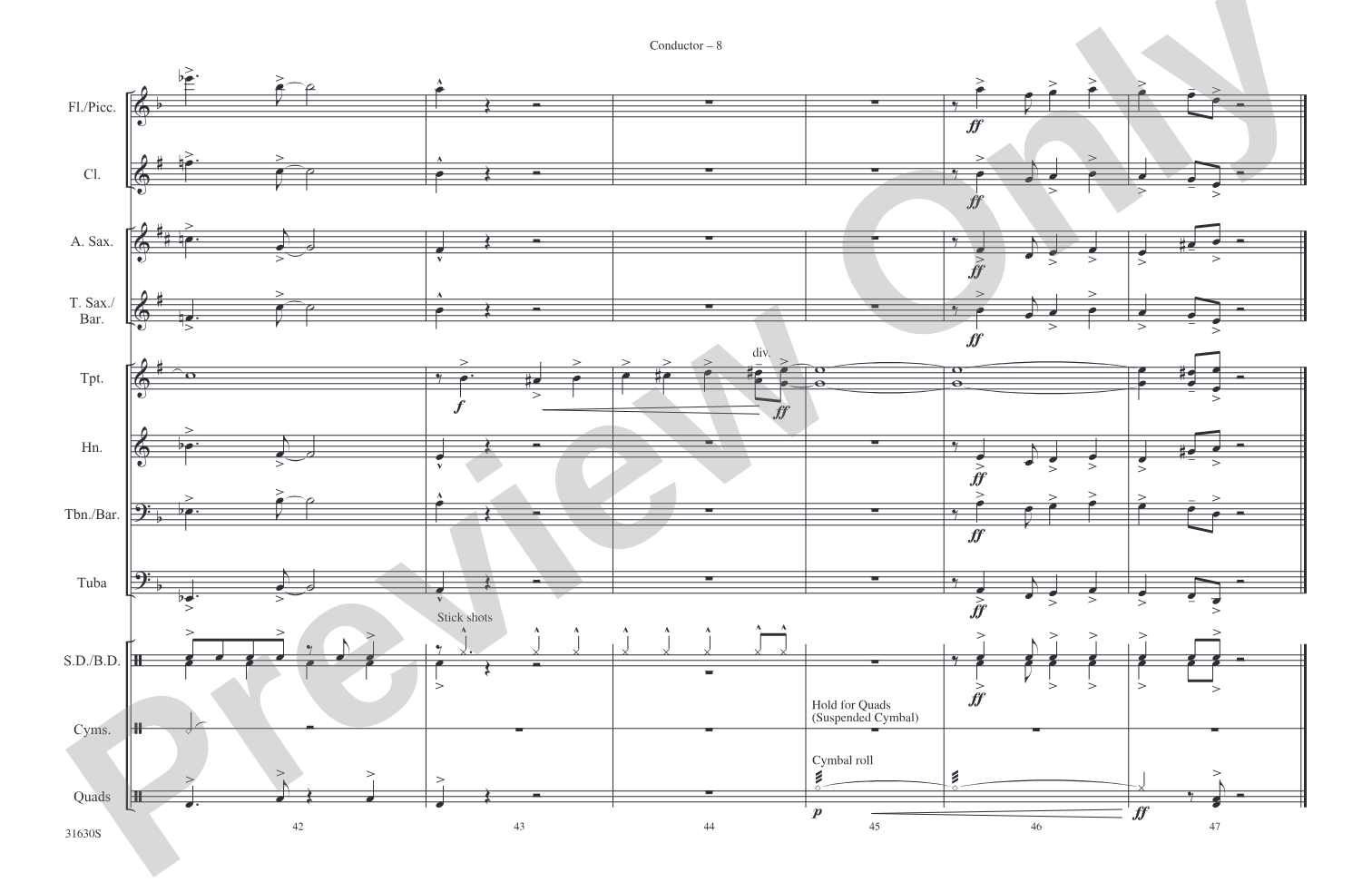 Sing, Sing, Sing: Marching Band Conductor Score & Parts